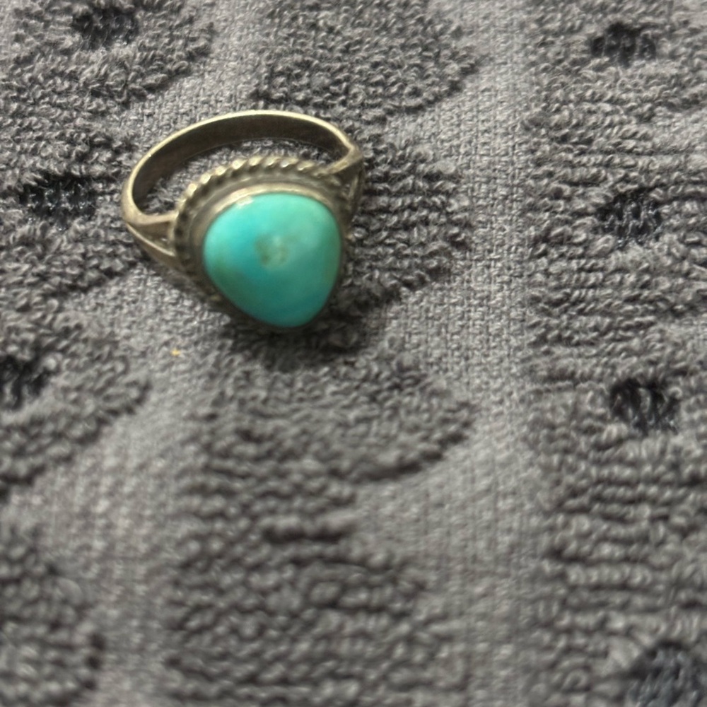 Turquoise Gemstone Silver Ring Native American - image 1